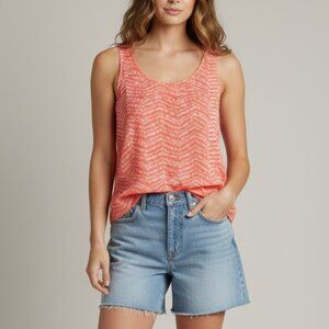 3/$20 Old Navy coral white women's tank top, lightweight sheer chiffon size S